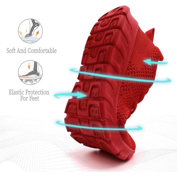 Women D - Red Running Tennis Lightweight Workout Sport Jogging Sneakers - Picture 3 of 7